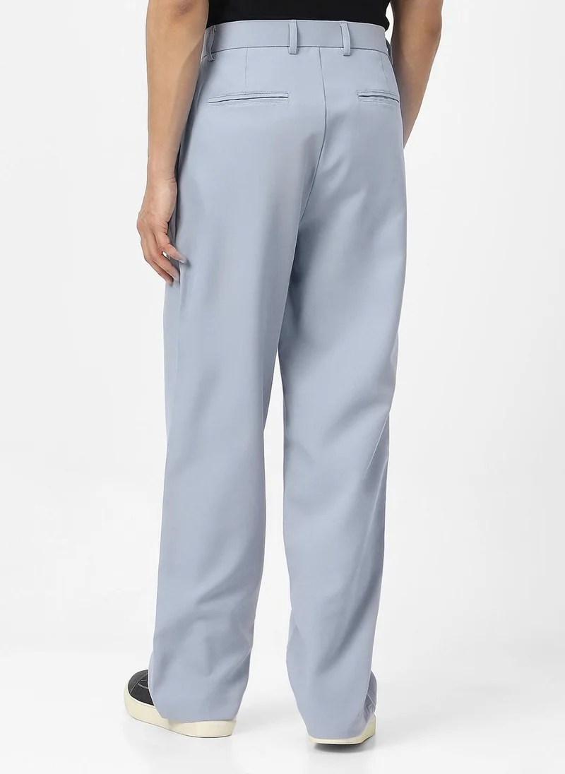 Urbano Fashion  Urbano Fashion Men's Light Blue Loose Baggy Fit Solid Korean Pants Stretchable for Men | Best Price UAE